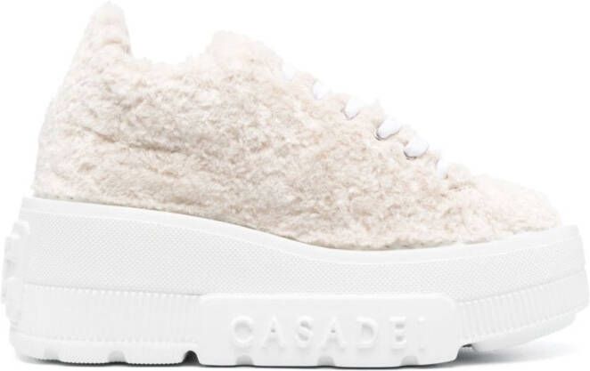 Casadei 80mm low-top fleece sneakers Neutrals