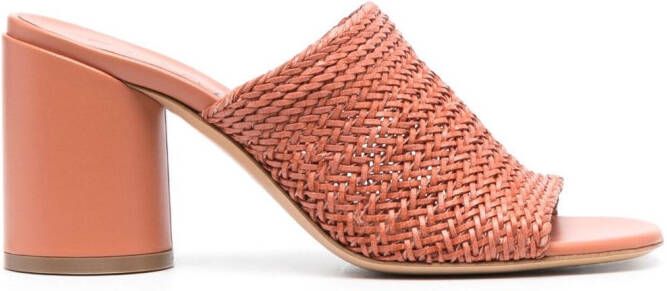 Casadei 85mm braided leather mules Brown