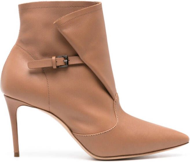 Casadei 85mm Julia Kate leather ankle boots Brown