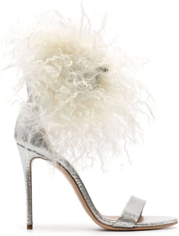 Casadei Aria 110mm metallic leather sandals Silver