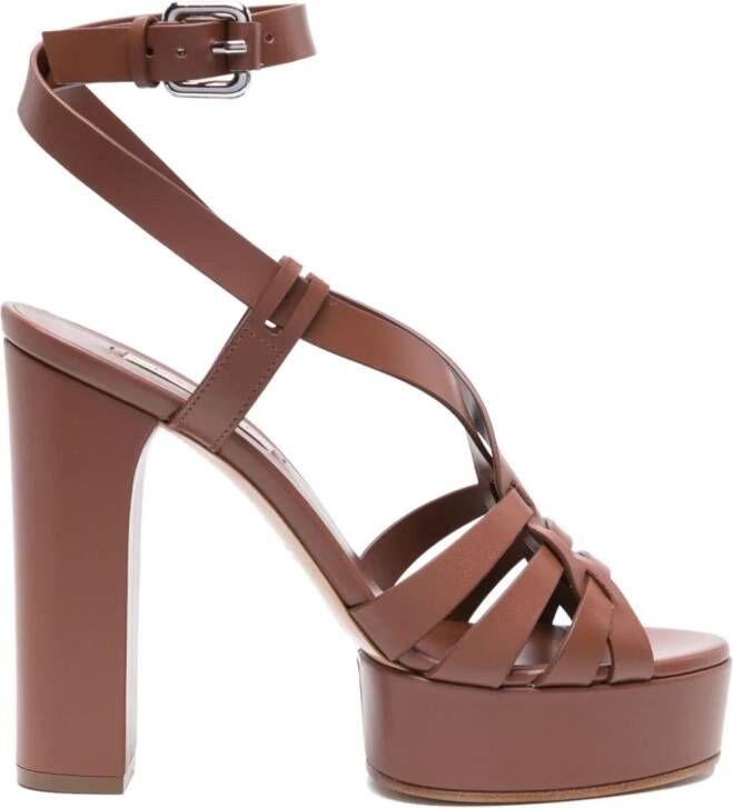 Casadei Betty 120mm leather sandals Brown