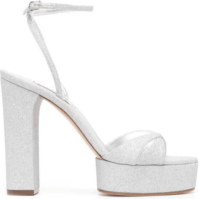 Casadei Betty Citylight 130mm platform sandals Silver
