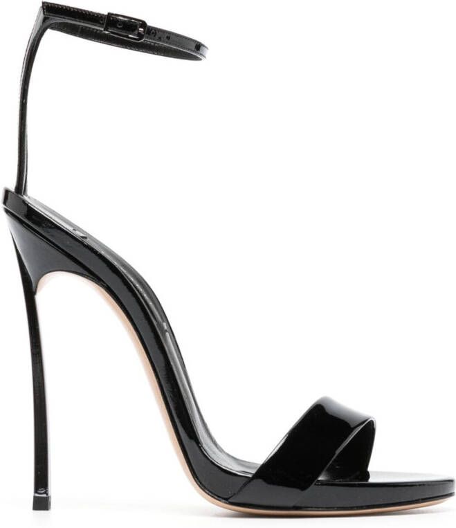 Casadei Blade 120mm patent-finish sandals Black