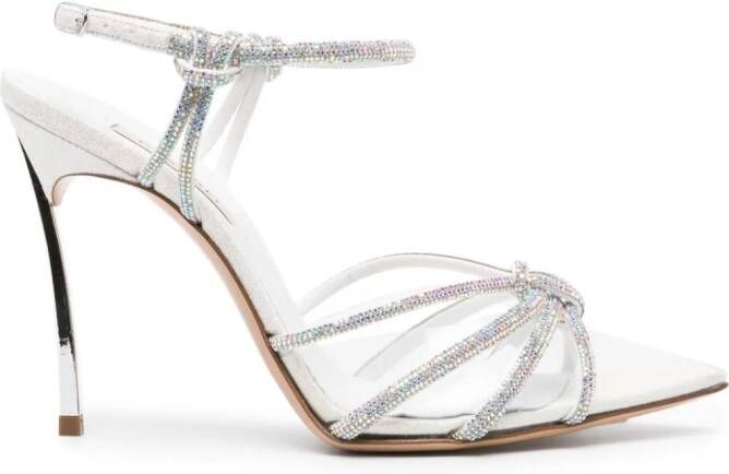 Casadei Blade C+C 100mm rhinestone-embellished pumps White
