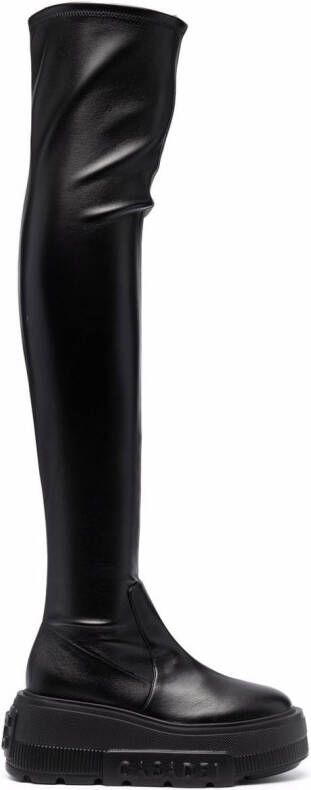 Casadei C-Chain thigh-high boots Black