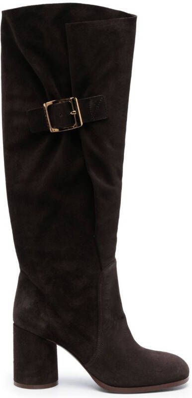 Casadei Cleo Kate 85mm suede boots Brown