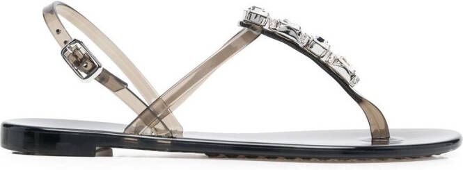 Casadei crystal-embellished jelly sandals Black