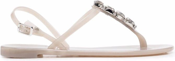 Casadei crystal-embellished jelly sandals Grey