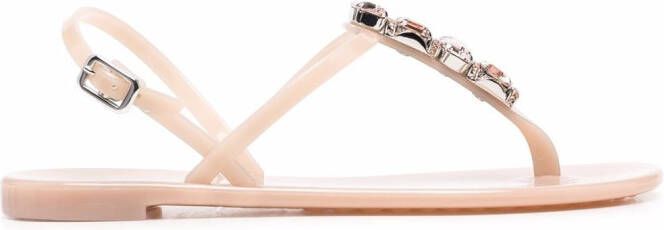 Casadei crystal-embellished jelly sandals Neutrals