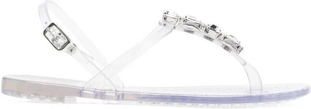 Casadei crystal-embellished jelly sandals White