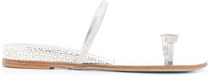 Casadei crystal toe strap sandals Silver