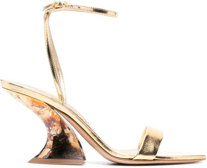 Casadei Elodie 75mm metallic-finish sandals Gold