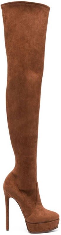Casadei Flora 140mm above-knee platform boots Brown