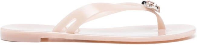 Casadei Infradito crystal-embellished flip flops Neutrals