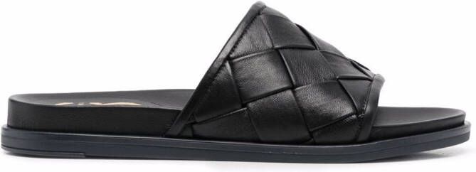 Casadei interwoven leather sliders Black