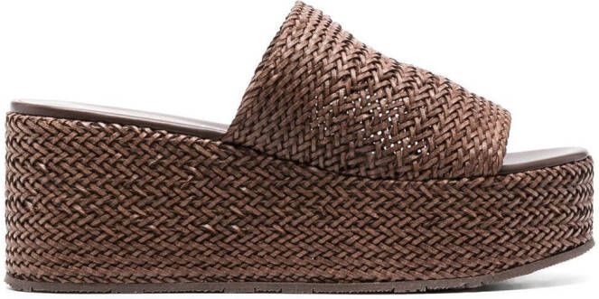 Casadei interwoven platform wedge sandals Brown