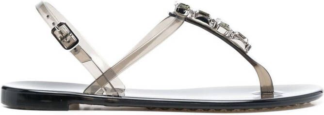 Casadei crystal-embellished jelly sandals Black