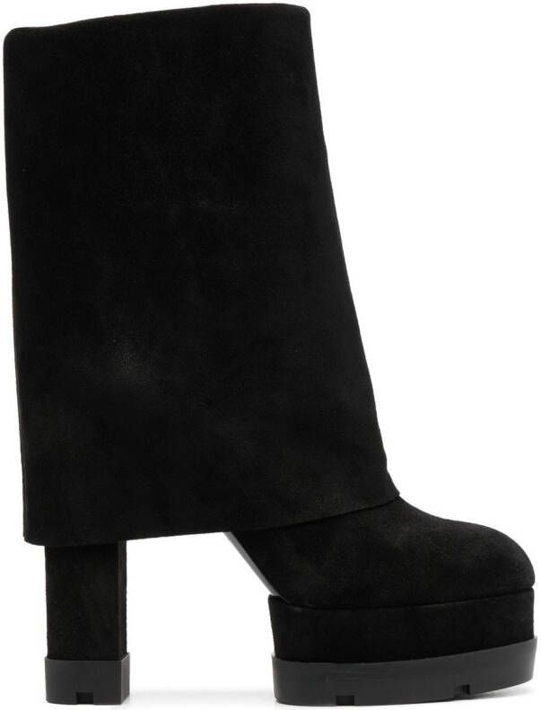 Casadei knee-length suede boots Black