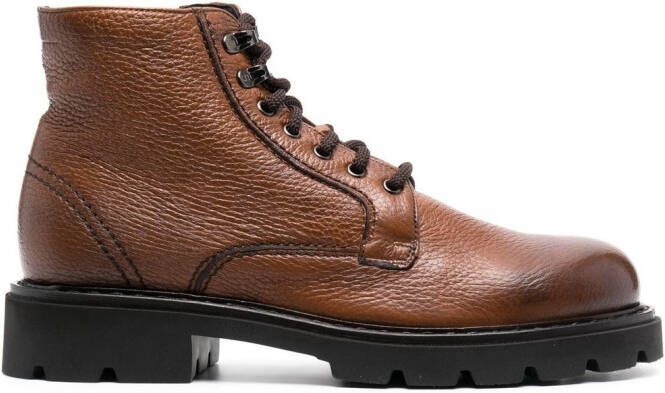 Casadei lace-up leather ankle boots Brown