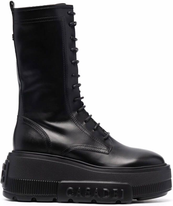 Casadei lace-up platform boots Black