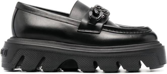 Casadei logo-plaque leather loafers Black