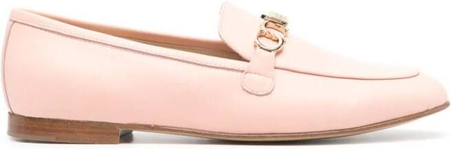 Casadei logo plaque leather loafers Pink