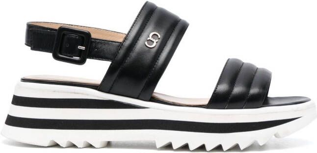 Casadei logo-print wedge sandals Black