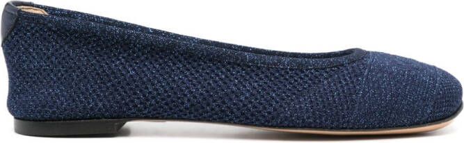Casadei lurex-detail knitted ballerina shoes Blue