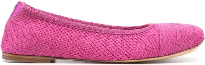 Casadei lurex-detail knitted ballerina shoes Pink