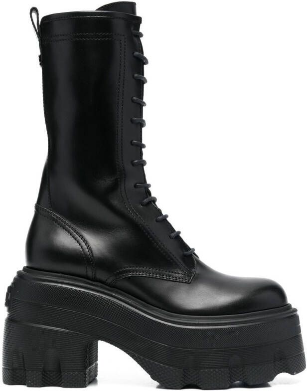 Casadei Maxi lace-up army 120mm boots Black