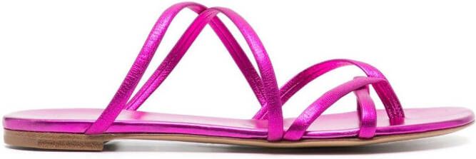 Casadei metallic leather slides Pink