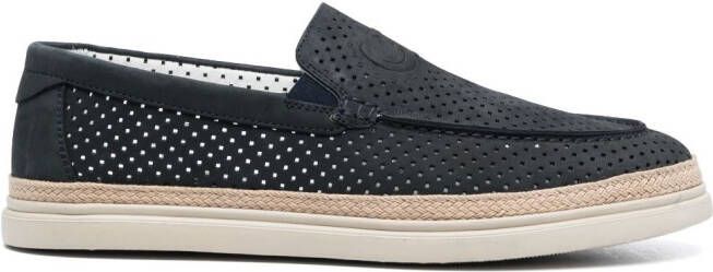 Casadei Nabuk perforated-leather espadrilles Blue