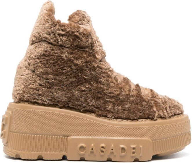 Casadei Nexus fleece-texture sneakers Neutrals