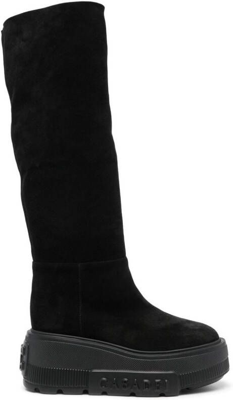 Casadei Nexus folded platform boots Black