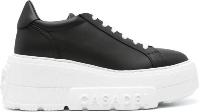 Casadei Nexus leather wedge sneakers Black