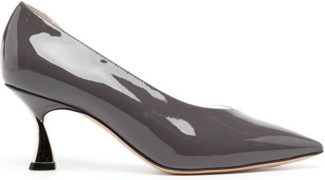Casadei pointed-toe high-shine finish pumps Grey
