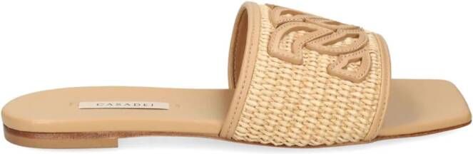 Casadei Portofino woven-raffia slides Neutrals