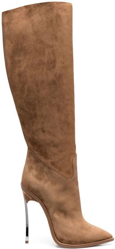 Casadei suede stiletto boots Brown