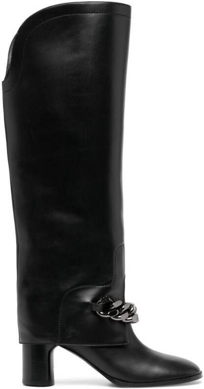 Casadei Varenne 100mm chain-link trim boots Black