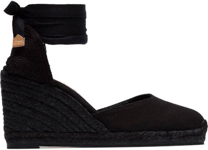 Castañer black Carina 80 ankle tie wedge sandals