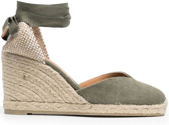 Castañer Carina 80 canvas wedge espadrilles Green