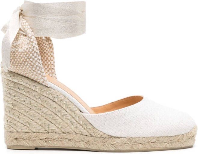 Castañer Carina 90mm glitter wedge espadrilles White