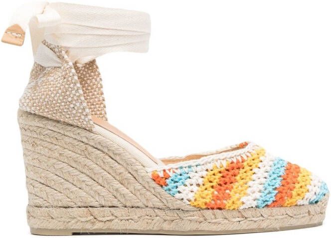 Castañer Carina 95mm crochet wedge sandals Orange