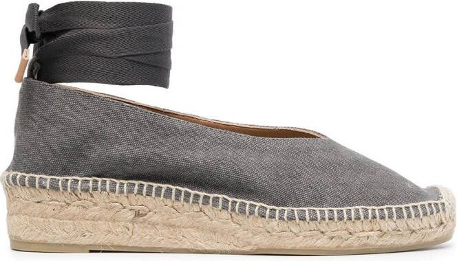Castañer Gea ankle-tie wedge espadrilles Grey