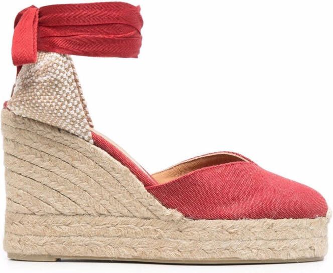 Castañer tie-detail platform espadrilles Red