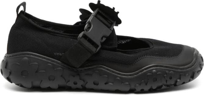 Cecilie Bahnsen floral-appliqué buckled sneakers Black
