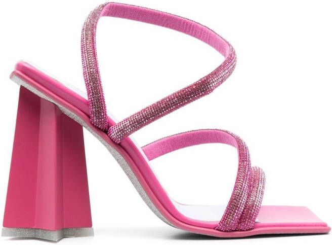 Chiara Ferragni calf-leather crystal-embellished sandals Pink