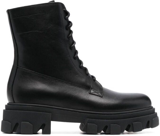 Chiara Ferragni leather lace up boots Black