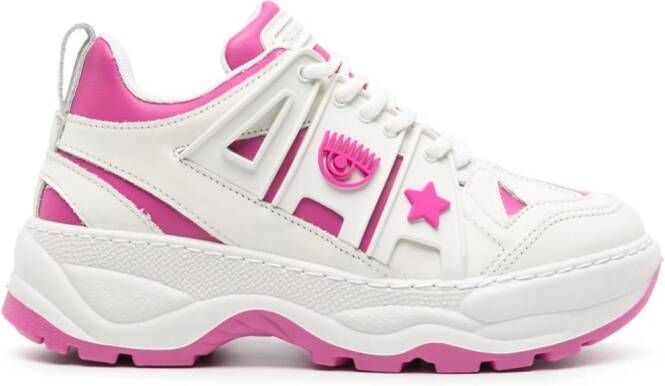 Chiara Ferragni logo-appliqué leather sneakers White