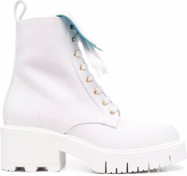 Chiara Ferragni logo-embossed lace-up boots White